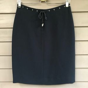 Navy pencil skirt with waist tie size 4